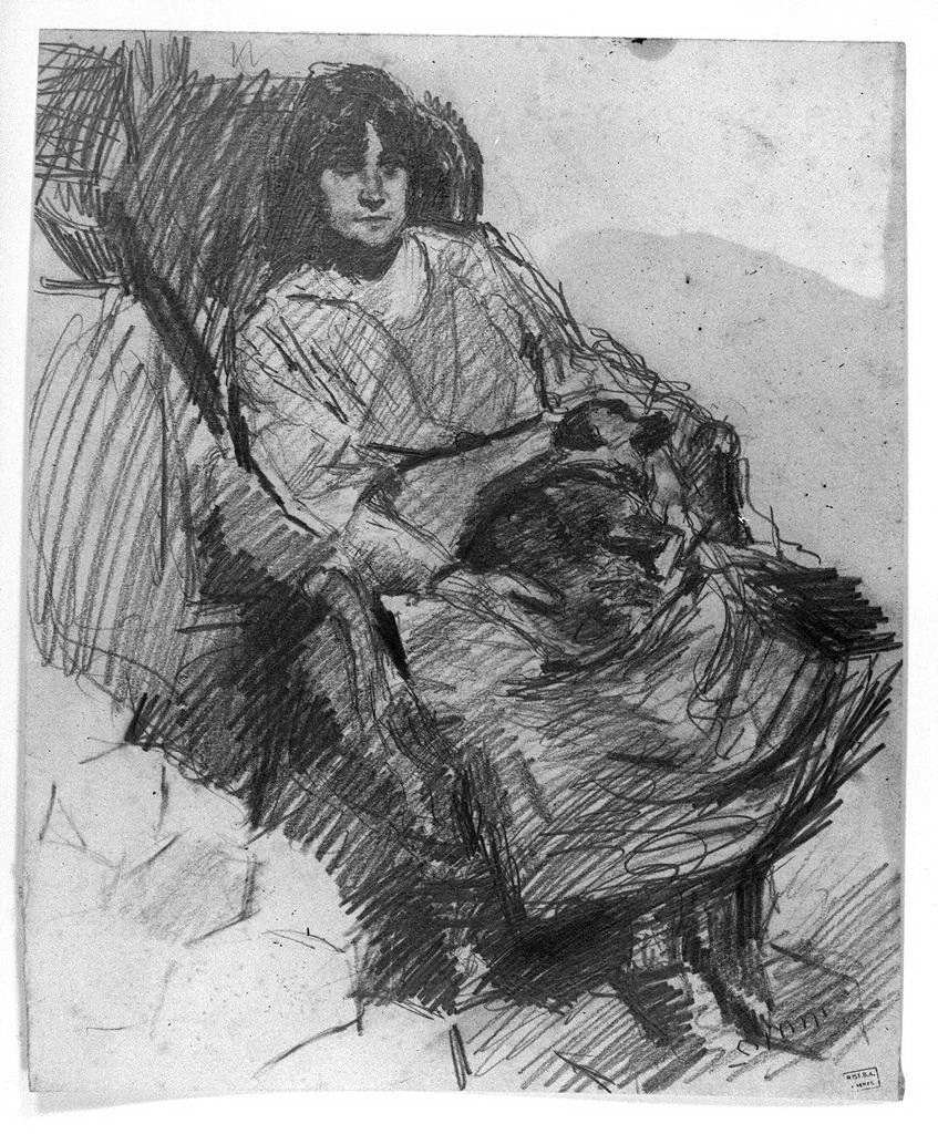  67-figura femminile seduta con cane -Firenze 